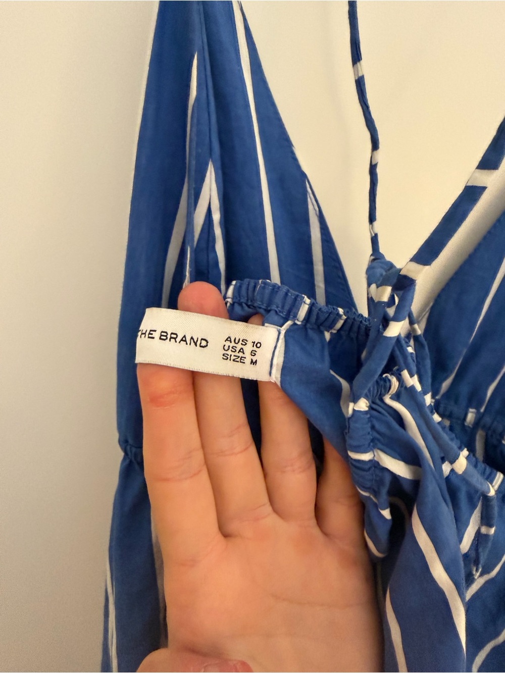 Faithfull the Brand Blue & White Striped Spaghetti Strap Mini Dress - Picture 4 of 4